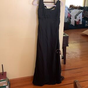 NWT black free people silky black halter gown.